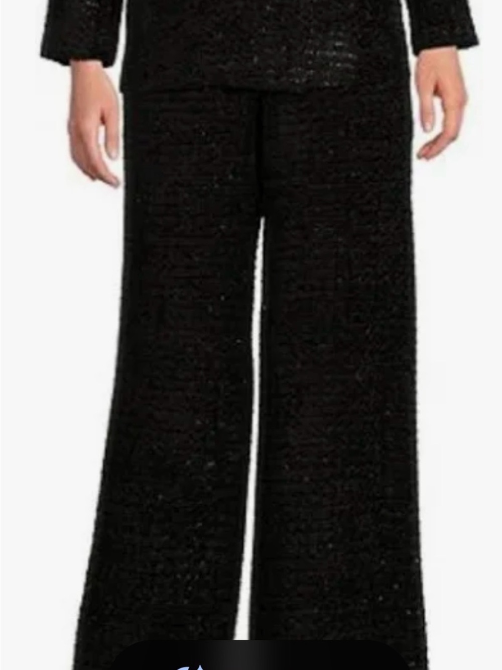Abbey glass tweed wide-leg trousers in black shimmer